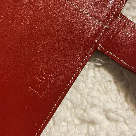 Lodis Los Angeles Red Leather Bi-Fold Wallet with Zipper Coin pocket 7" x 3" - Picture 8 of 11